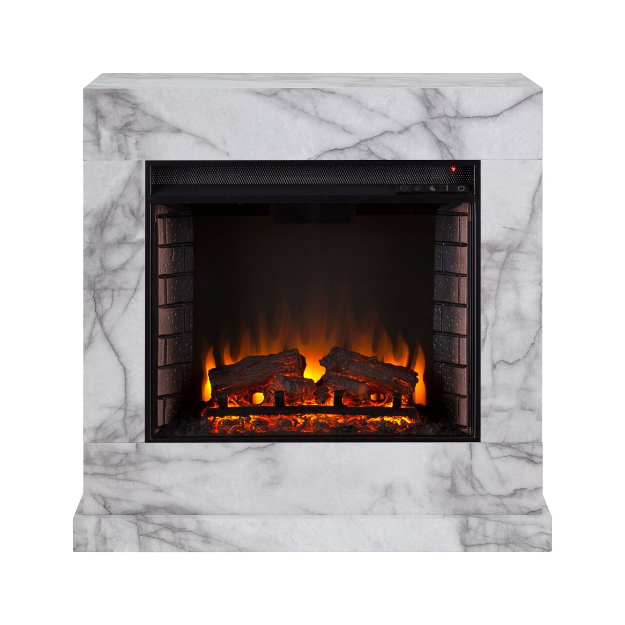 Southern Enterprises 33.25" White and Gray Contemporary Fireplace Mantel